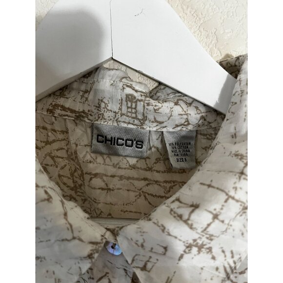 Chico's Womens Printed Button-Up Shirt Top Size 3 Lightweight 3/4 Sleeve Casual - Picture 3 of 9